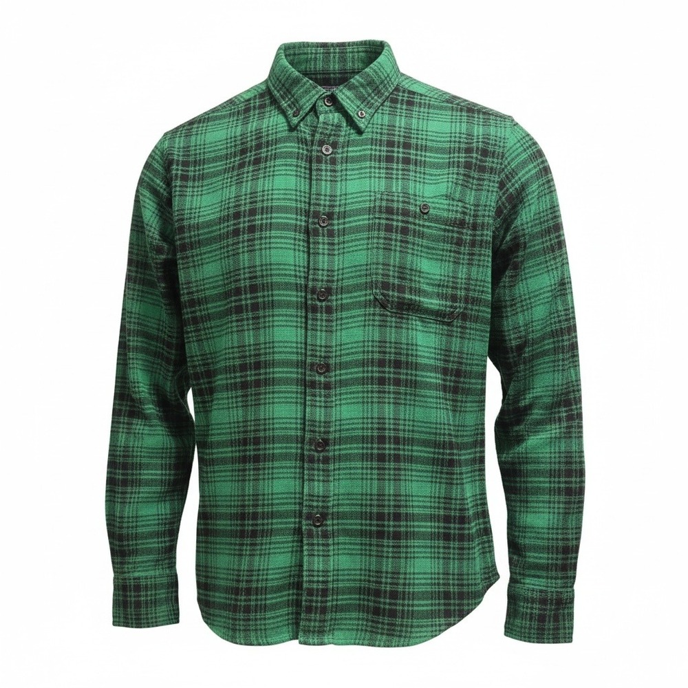 Woolrich Plaid Flannel Shirt Men M Long Sleeve Green Black Lumber Jack Outdoors